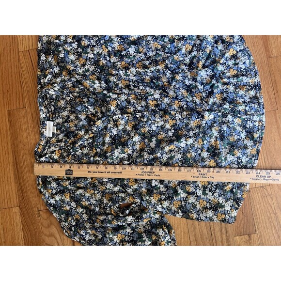 J. Jill Blouse M P Multi Color Floral Button Front Round Neck Long Sleeve Top - Picture 6 of 7